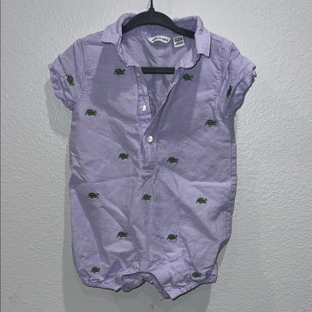 Janie and Jack Lavender Romper with Turtle Design